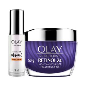 Olay Retinol Night Cream And Vitamin C Super Serum Combo(2 pcs)