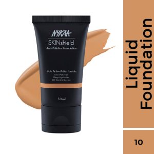Nykaa SkinShield Anti-Pollution Matte Foundation for Oily Skin - Golden Hour - 10(30ml)
