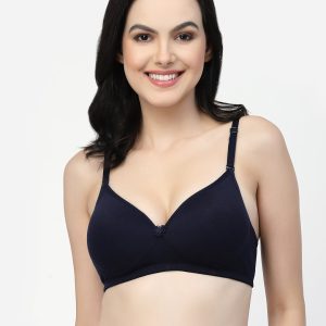 Floret Multiway Padded Cotton T-Shirt Bra | Lightly Padded | Medium Coverage | Seamless - F20560 Navy