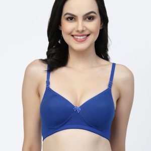 Floret Adjustable Cotton T-Shirt Bra | Lightly Padded | Medium Coverage | Seamless - F20560 Blue
