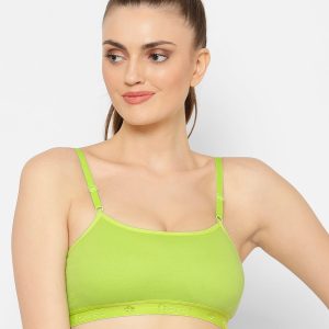Floret Seamless Full-Coverage Sports Bra | Cotton, Polyester, Elastane | Non-Wired | Non-Padded | Slip-On - 1492 Lime Green