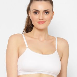 Floret Seamless Full-Coverage Sports Bra | Cotton, Polyester, Elastane | Non-Wired | Non-Padded | Slip-On - 1492 White