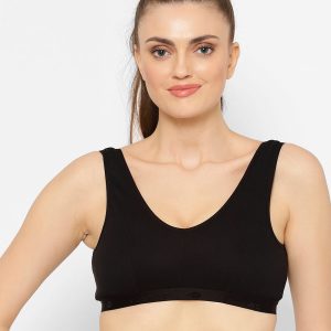 Floret Florida Cotton Sports Bra | Non-Wired | Non-Padded | Full Coverage Black