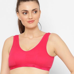 Floret Florida Cotton Sports Bra | Non-Wired | Non-Padded | Full Coverage  Magenta