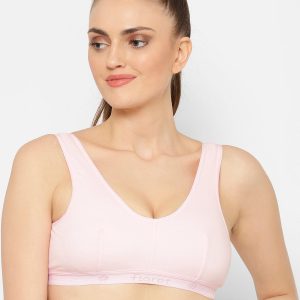 Floret Florida Cotton Sports Bra | Non-Wired | Non-Padded | Full Coverage Pink
