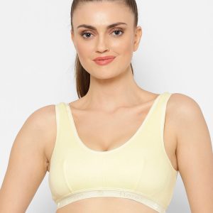 Floret Florida Cotton Sports Bra | Non-Wired | Non-Padded | Full Coverage  Lemon