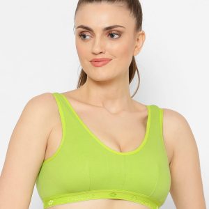 Floret Florida Cotton Sports Bra | Non-Wired | Non-Padded | Full Coverage Lime Green