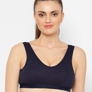 Floret Florida Cotton Sports Bra | Non-Wired | Non-Padded | Full Coverage Navy