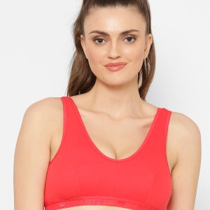 Floret Florida Cotton Sports Bra | Non-Wired | Non-Padded | Full Coverage Tomato