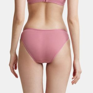 Jockey Pack of 2 Super Combed Cotton Elastane Stretch Low Waist Bikini With Concealed Waistband and StayFresh Treatment - Beet Red & Classic Navy