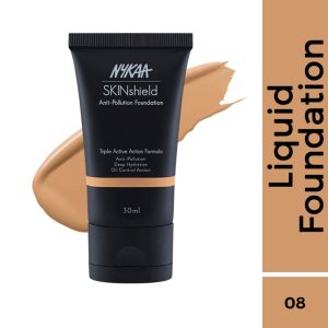 Nykaa SkinShield Anti-Pollution Matte Foundation for Oily Skin - Pure Olive-08(30ml)