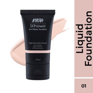 Nykaa SkinShield Anti-Pollution Matte Foundation for Oily Skin - Pretty Porcelain -01(30ml)