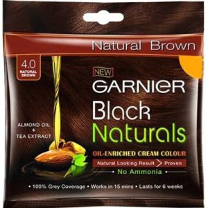 GARNIER Black Natural 4.0 Natural Brown -Enriched Cream Colour 20ml Pack of 4 ,Natural Brown