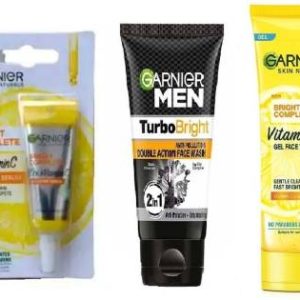 GARNIER BRIGHT COMPLETE VITAMIN C GEL FACE WASH 50g + FACE SERUM 7ml + TURBOBRIGHT FACE WASH 50g(3 Items in the set)