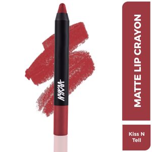 Nykaa Matte-illicious Lip Crayon Lipstick with Free Sharpener - Kiss N Tell 06