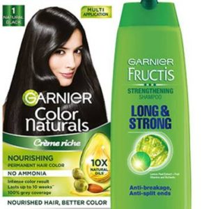 GARNIER Color Naturals Hair Color -1 Natural Black + Fructis Shampoo 175ml(2 Items in the set)