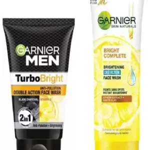GARNIER BRIGHT COMPLETE DUO ACTION 100g &TURBO BRIGHT DOUBLE ACTION 100g (PACK OF 2) Face Wash(200 g)