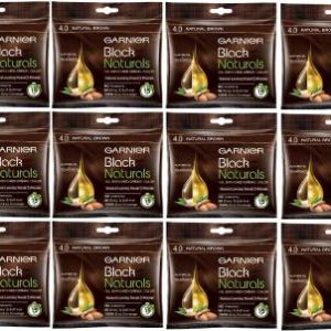 GARNIER Hair Colouring Creme, Increased Shine, Black Naturals, 4.0 (PACK OF 12) , NATURAL BROWN