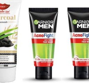 GARNIER Men Acno Fight Anti-Pimple 50 Grm Pack of 2 With Skin Bright Activated Charcoal 100 ml Face Wash(200 g)
