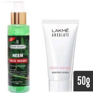 Sheer Secret Neem Face Wash 100ml and Lakme Absolute Perfect Radiance Face Wash 50g(2 Items in the set)