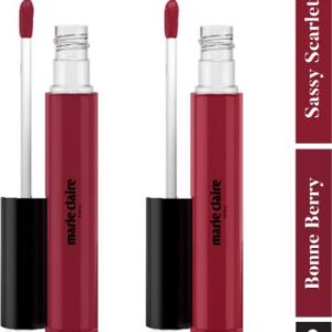 Marie Claire Paris Matte My Match Lipstick with Shea butter & Jojoba Oil(Bonne Berry & Sassy Scarlet, 5.4 g)