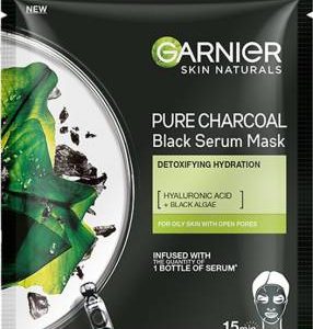 GARNIER Skin Naturals, Charcoal, Face Serum Sheet Mask (Black)(28 g)