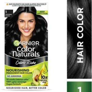 GARNIER Color Naturals Creme Hair Colour |Long-lasting color & Shine , Shade 1, Natural Black