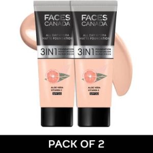 FACES CANADA All Day Hydra Matte (Mini) | 3 in 1 Moisturizer + SPF 30 + Foundation(Rose Ivory, 15 ml)