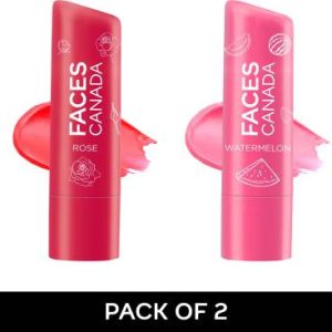 FACES CANADA Lip Balm Combo of 2 | Watermelon + Rose Petal Watermelon + Rose Petal(Pack of: 2, 4.5 g)