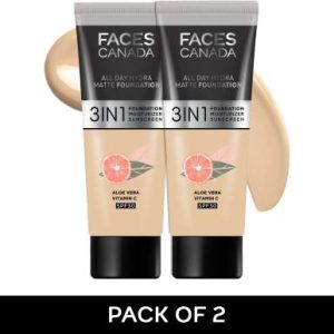 FACES CANADA All Day Hydra Matte (Mini) | 3 in 1 Moisturizer + SPF 30 + Foundation(Absolute Ivory, 15 ml)