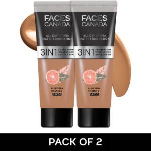 FACES CANADA All Day Hydra Matte (Mini) | 3 in 1 Moisturizer + SPF 30 + Foundation(Warm Sand, 15 ml)