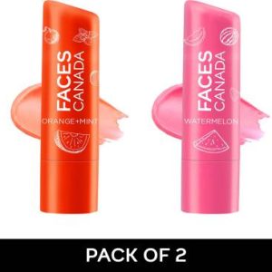 FACES CANADA Lip Balm Combo of 2 | Orange Mint + Watermelon Orange Mint + Watermelon(Pack of: 2, 4.5 g)