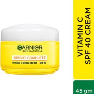 GARNIER Bright Complete Vitamin C Serum Cream with SPF40, Sun Protection & Brightening(45 g)