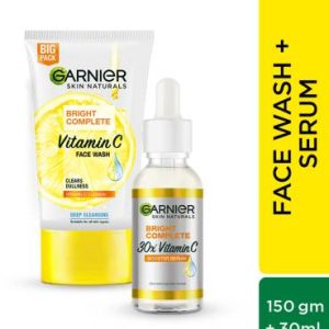 GARNIER Bright Complete (Vitamin C Serum, 30ml + Facewash, 150g) - Combo Pack(2 Items in the set)
