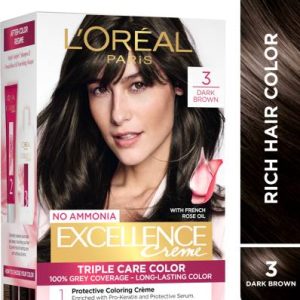 L'Oreal Paris Excellence Creme Hair Colour | upto 100% Grey Coverage at-Home , 3 Dark Brown