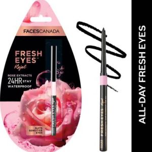 FACES CANADA Fresh Eyes Kajal | With Rose Extract | 24HR Waterproof(Black, 0.35 g)