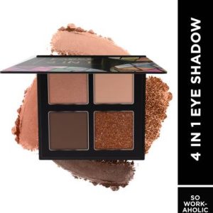 FACES CANADA 4 IN 1 Eyeshadow Palette| Vitamin E| Shimmer| Satin Matte Finish| 4.8 g(So workaholic 02)