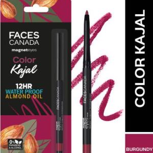 FACES CANADA Magneteyes Color Kajal | Water Proof 12HR Longstay With Almond Oil(Burgundy Love, 0.3 g)