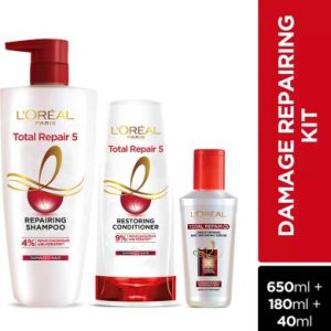 L'Oreal Paris Total Repair 5 Shampoo 650ml + Conditioner 180ml + Serum 40ml(3 Items in the set)