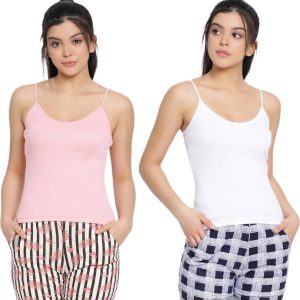 Women Multicolor Camisole white & pink