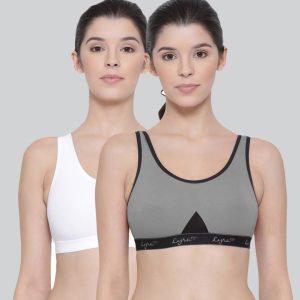 Lyra Pack of 2 Women Sports Non Padded Bra(White, Grey)