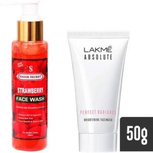 Sheer Secret Strawberry Face Wash 100ml and Lakme Absolute Perfect Radiance Face Wash 50g(2 Items in the set)
