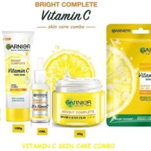 GARNIER Bright Complete Vitamin C Serum 7ml + UV Serum Cream 45g + Foam Face Wash 50g(3 Items in the set)