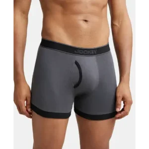 Jockey Super Combed Cotton Rib Solid Boxer Brief with Stay Fresh Treatment
