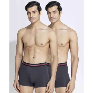 JOHN PLAYERS Pack of 2 Cotton Trunks with Contoured Crotch grey