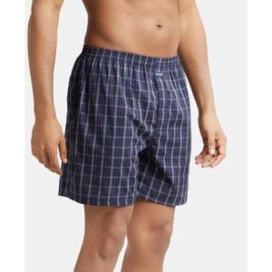 JOCKEY Super Combed Mercerized Cotton Woven Checkered Boxer Shorts with Back Pocket - Assorted Checks
