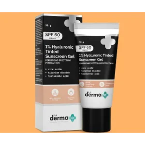 The Derma Co 1% Hyaluronic Tinted Sunscreen Gel with SPF 60 & PA++++ for Broad Spectrum Protection - 30g