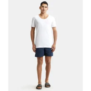 JOCKEY Super Combed Cotton Round Neck Half Sleeved Vest - White (Pack of 2)