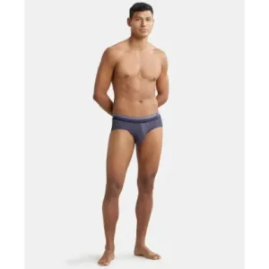 Jockey Microfiber Elastane Stretch Solid Brief with StayDry Treatment - Grey Stone