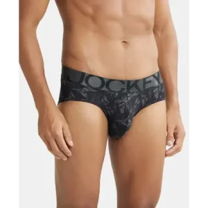Jockey Tactel Microfiber Elastane Stretch Printed Brief with Moisture Move Properties - Ebony Grey Prints